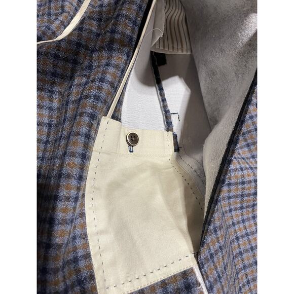 Peter Millar Size Large Sport Coat Wool Plaid Two Button Elbow Patches Blazer - Picture 14 of 15